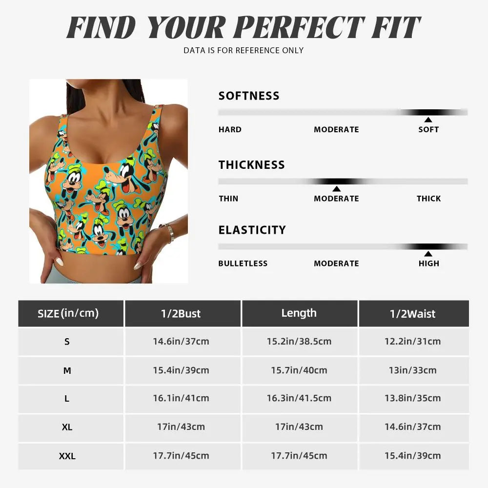 Custom Goofy Cartoons High Impact Sports Bras for Women Mangas Seamless Workout Running Crop Tank Tops
