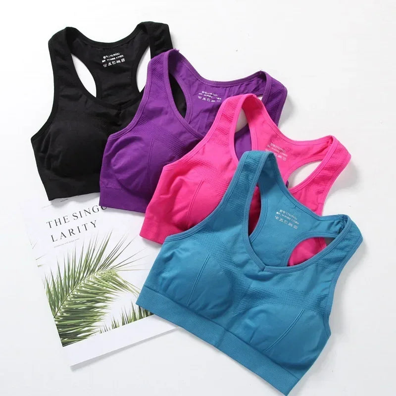 New Women Sports Bra Top Push Up Fitness Bra Underwear Sport Tops Breathable Running Vest Gym Active Bras Seamless Yoga Bra