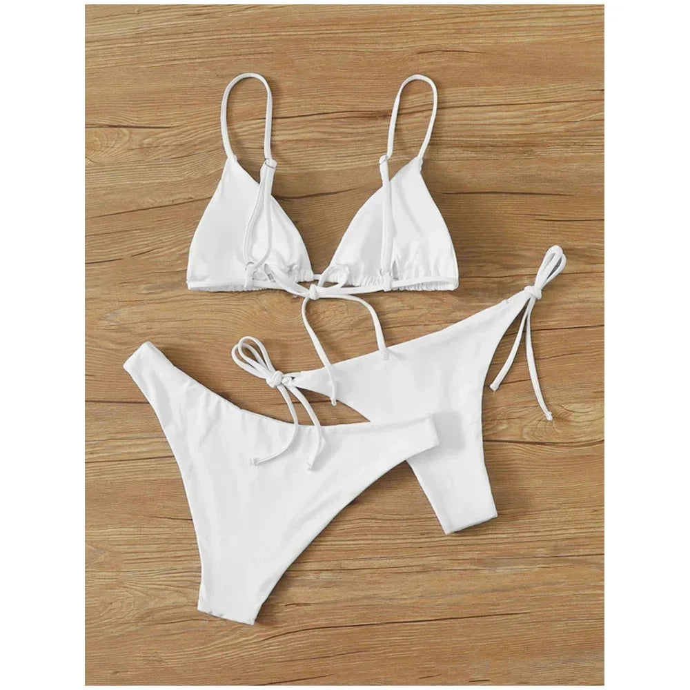 3 Pack Two Bottoms Push Up Bikini Sets Swimsuit For Women Sexy Low And Mid Waist Three Pieces Swimwear Bathing Suit