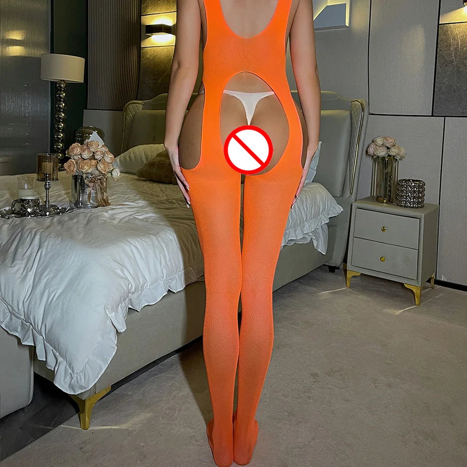 Sexy Lingerie Women Body Underwear Hollow Out Fishnet Bodysuit Nightwear Open Crotch Bodystocking Erotic Lingerie Porno Costume