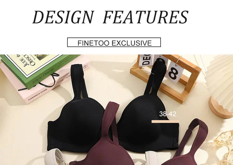 FINETOO Sexy Women Plus Size Underwire Full Coverage Unlined Seamless Bra Wide Straps Wireless Bras for Women Push Up Brassiere