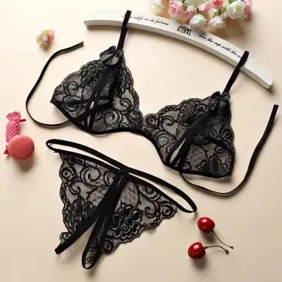 Sexy  Women's Lace  Transparent Thin Large Size  Loose Ice Silk Small Chest Gathering Underwear