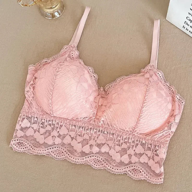 Open Back Bra Lace Bralette U Type Wirefree Boneless Brassiere Floral Women Top Backless Underwear Sexy Bras