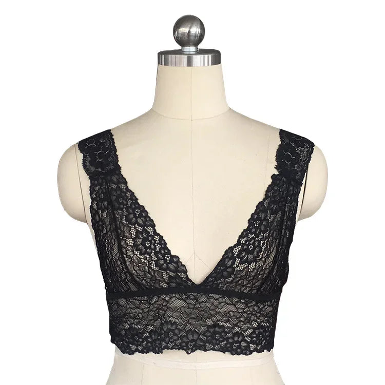 Sheer Lace Bra Tops Women Sexy Lingerie Corset Mesh Lace Bra Ladies Seamless Crop Underwear sexy bras for women  langerie sexy
