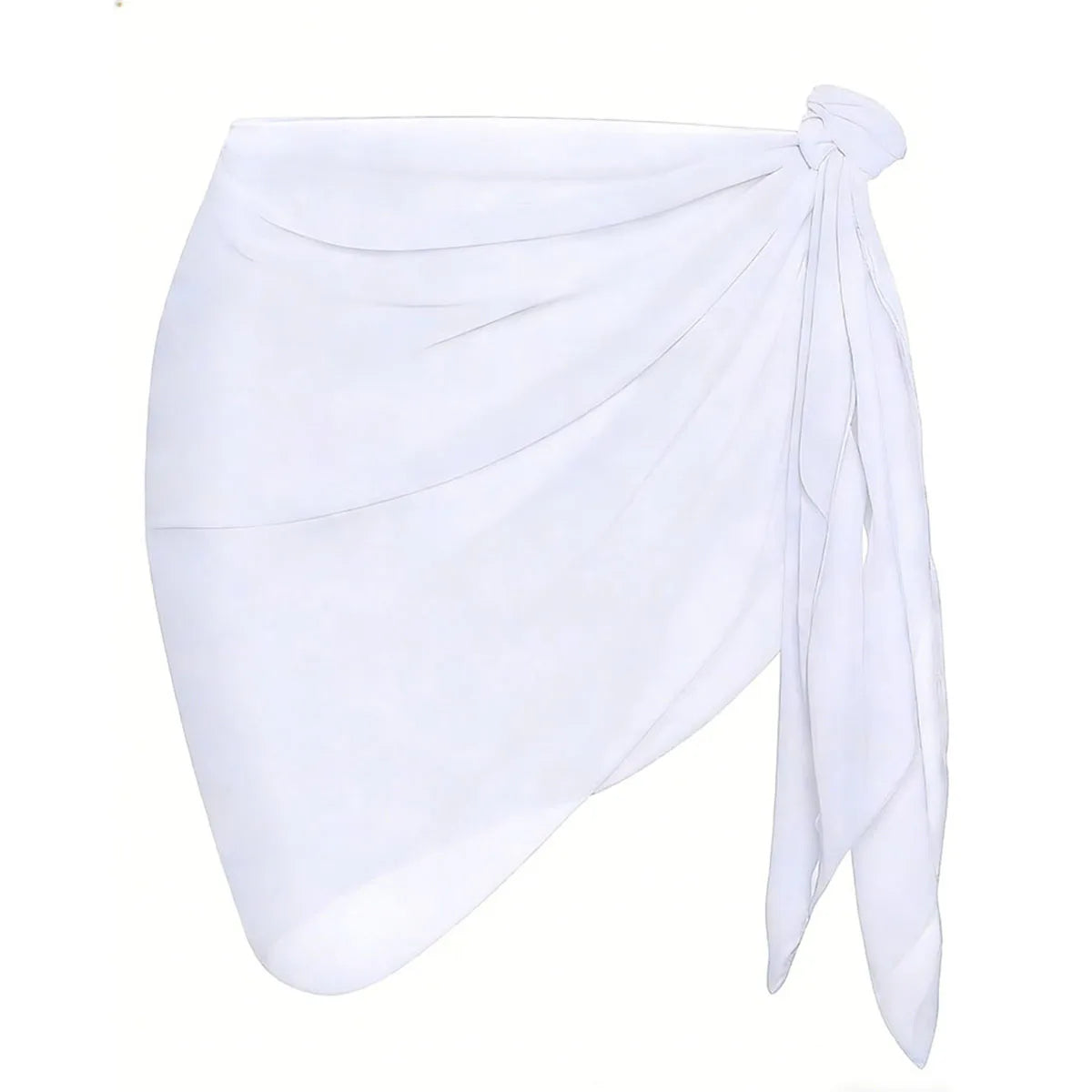 Summer Women Short Solid Sarong Swimsuit Coverups Beach Bikini Wrap Sheer Short Skirt Chiffon Skirt Scarf Swimwear Cover-ups