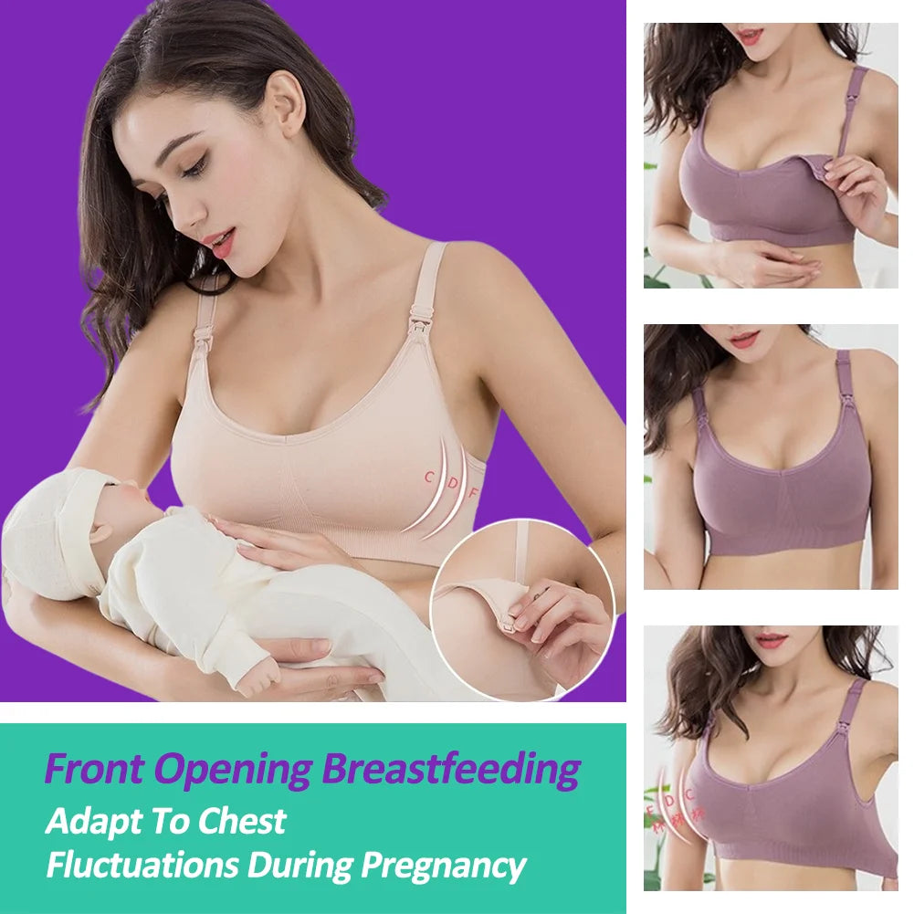 WEICHENS Nursing Bras for Women Easy Breastfeeding Seamless Comfort Maternity Bra Wireless Pregnancy Push Up Sleeping Bralette