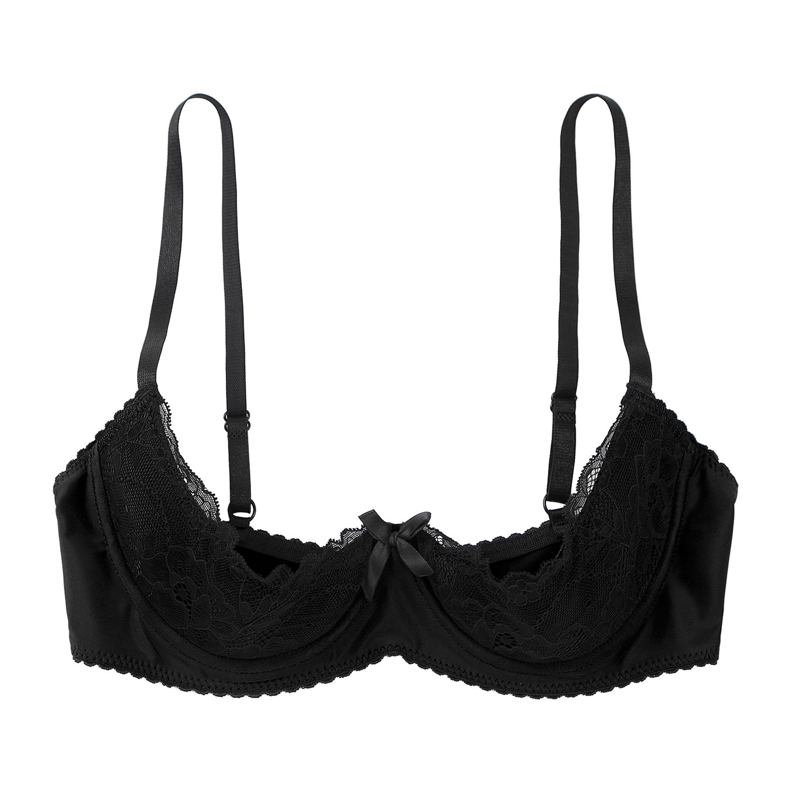 Sexy Womens Half Cup Underwire Bra Lace Push Up Open Chest Balconette Hot Bra Underwear Bare Exposed Breast Underwire Brassiere