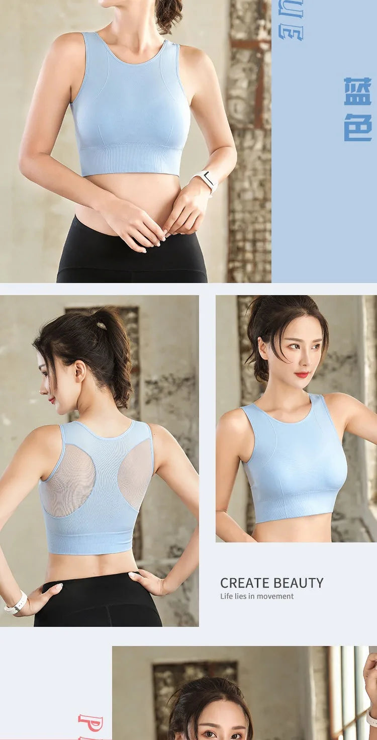 Sports Bras for Women Quick Drying Mesh Racerback Sports Bra Seamless Padded Sports Bra Yoga Bras Workout Bra Activewear Bra