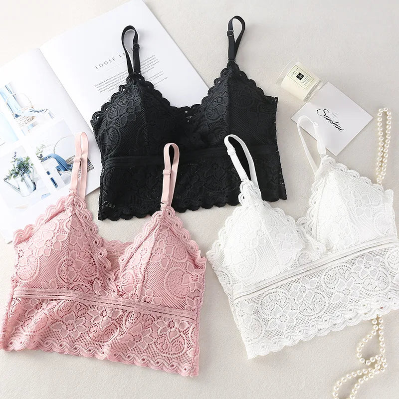 Tube Top Bras Lace Bralette Women Crop Tops Sexy Lingerie V Neck Seamless Underwear Cropped Bra Female Tank Crop Top