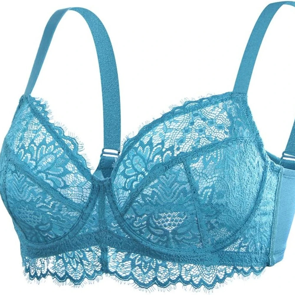 Fashionable Sexy Lace Bras Comfortable Breathable Large-sized Full Cup Without Padding Adjustable Upper Support