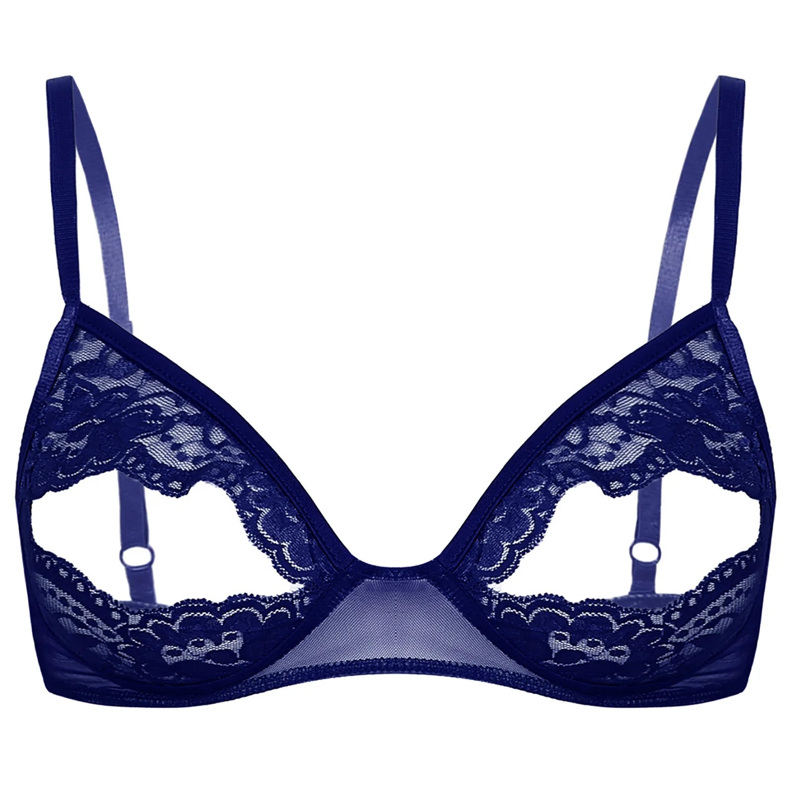 Women Nipple Exposed Bra Sexy Open Cup Lace Lingerie Exotic Brassiere Nightclub See-through Bralette Wire-free Unlined Bra Top