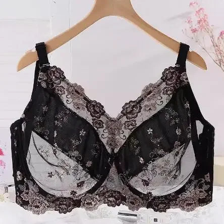 Full Coverage Plus Size Women Sexy Lace Bra Underwire Embroidery Brassiere 75 80 85 90 95 100 105 110 B C D E F G H