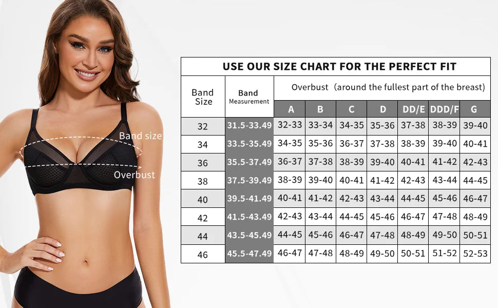 New Lace Bras Pure Seamless Unpadded Thin Mesh Transparent See Through Sexy Bras For Women Big Size Underwire