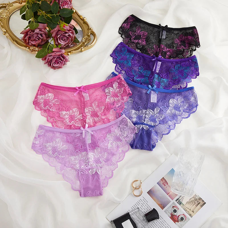 1pcs Large Size S-XXL Sexy Lace Women Panties Low Rise Floral Breathable Comfortable Sexy Lingerie Lady Briefs Fashion Underwear