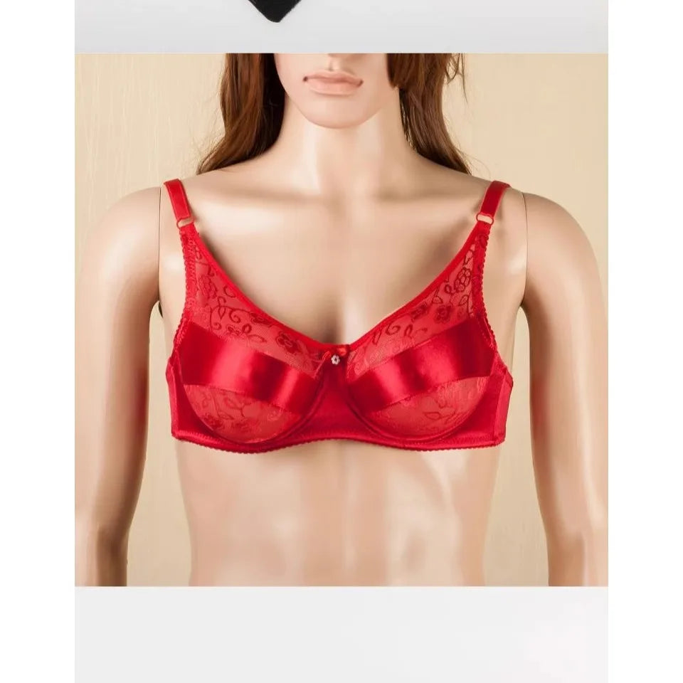 Sexy Crossdresser Bra CD Drag Queen Crossdresser Sissy Bra Fake Boobs Mastectomy Pocket Bra Suitable for Silicone Breast Forms