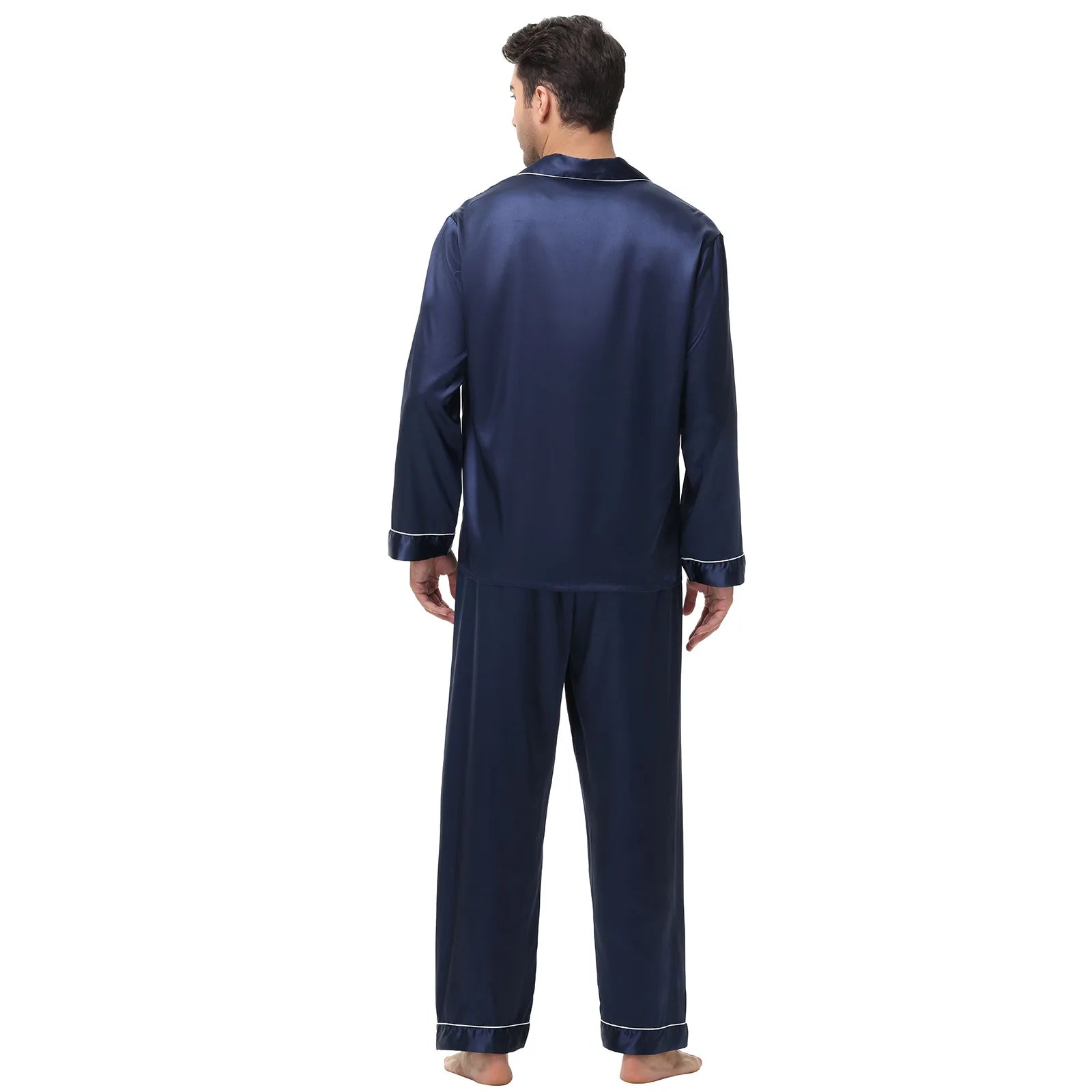 Men Pajamas Set Silk Satin Sleepwear for Man Shirt Long Sleeve Pijama Male Fashion Soft Loungewear S-2XL Size Spring Nightwear