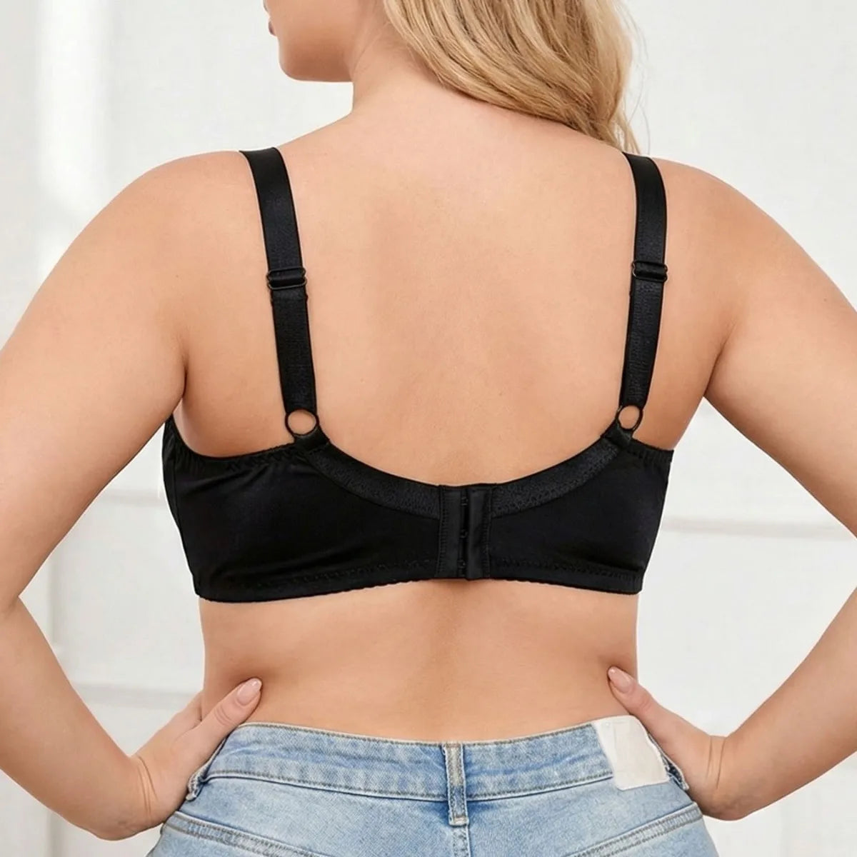 Plus Size Black Lace Underwire Push Up Bra Full Coverage Unlined Minimizer For Large Bust Daily Wear Lingerie For Women