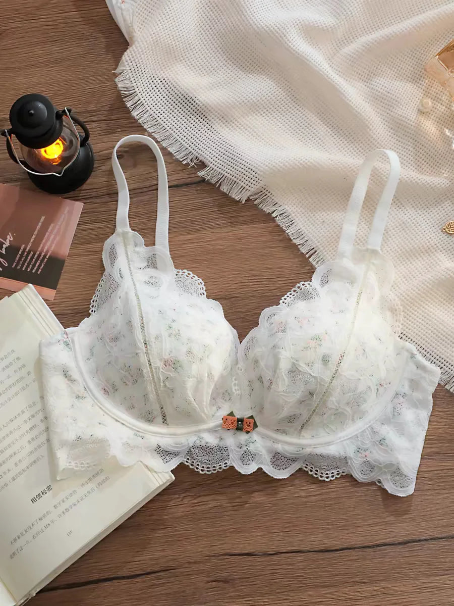 Hot New Sexy Lace Wireless Bra Small Bust Lift No Gaps Anti-Armpit Fat Anti-Sagging Comfortable Women Daily Bra