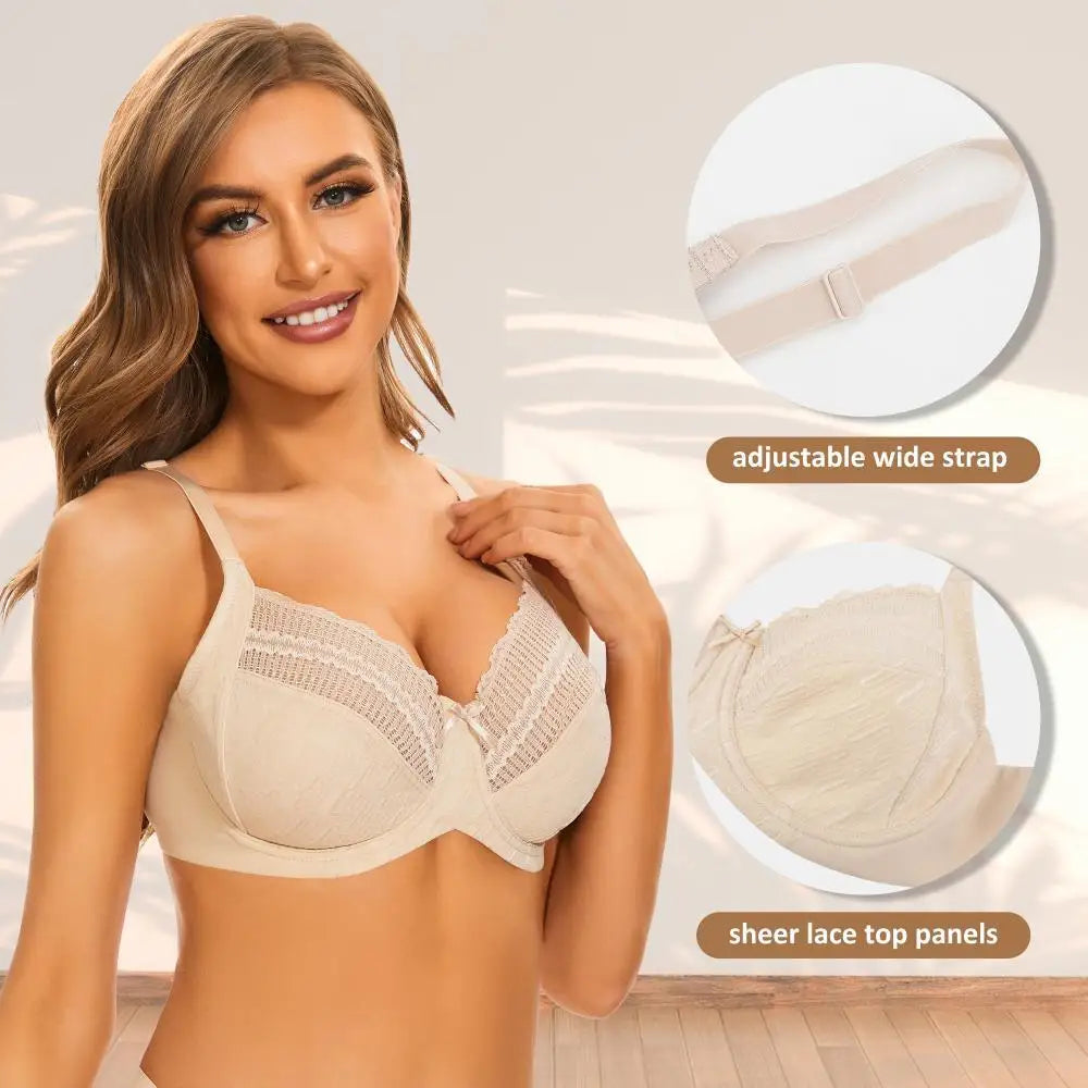 Sheroine Women's Full Coverage Minimizer Underwire Bra Unlined Plus Size Non-Padded Ultrathin Everyday Soft Bras