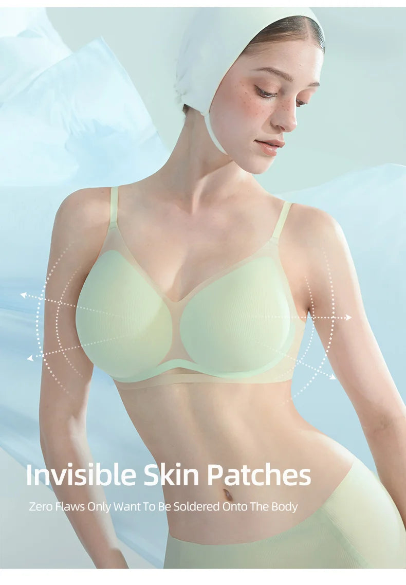 SUJIIN Push Up Bras for Women Summer Wireless Bralette Female Seamless Padded Small Chest Smoothing Mint Cooling Sexy Bra MX211