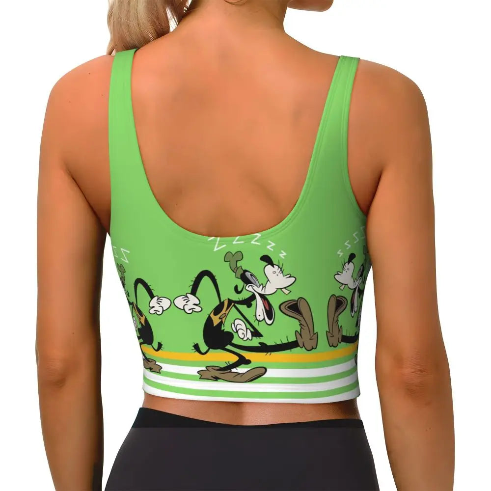 Custom Goofy Cartoons High Impact Sports Bras for Women Mangas Seamless Workout Running Crop Tank Tops