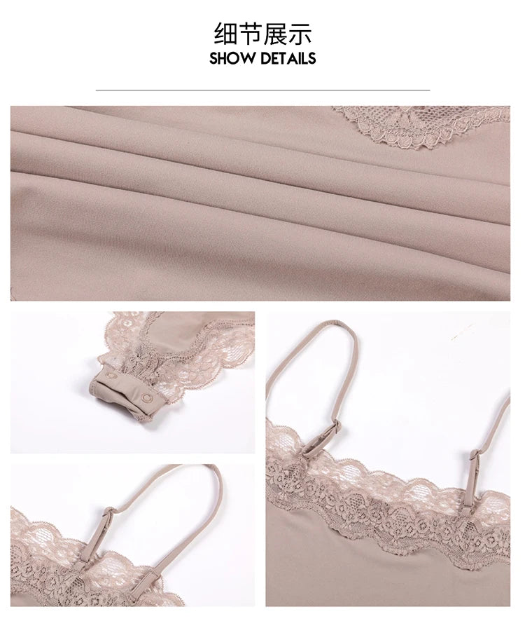 Meet'r Lace Camisole Bodysuit Lingerie Ladies Lace-edged Sexy Body-shaping Shapewear G-string Inner Tight Corset Underwear