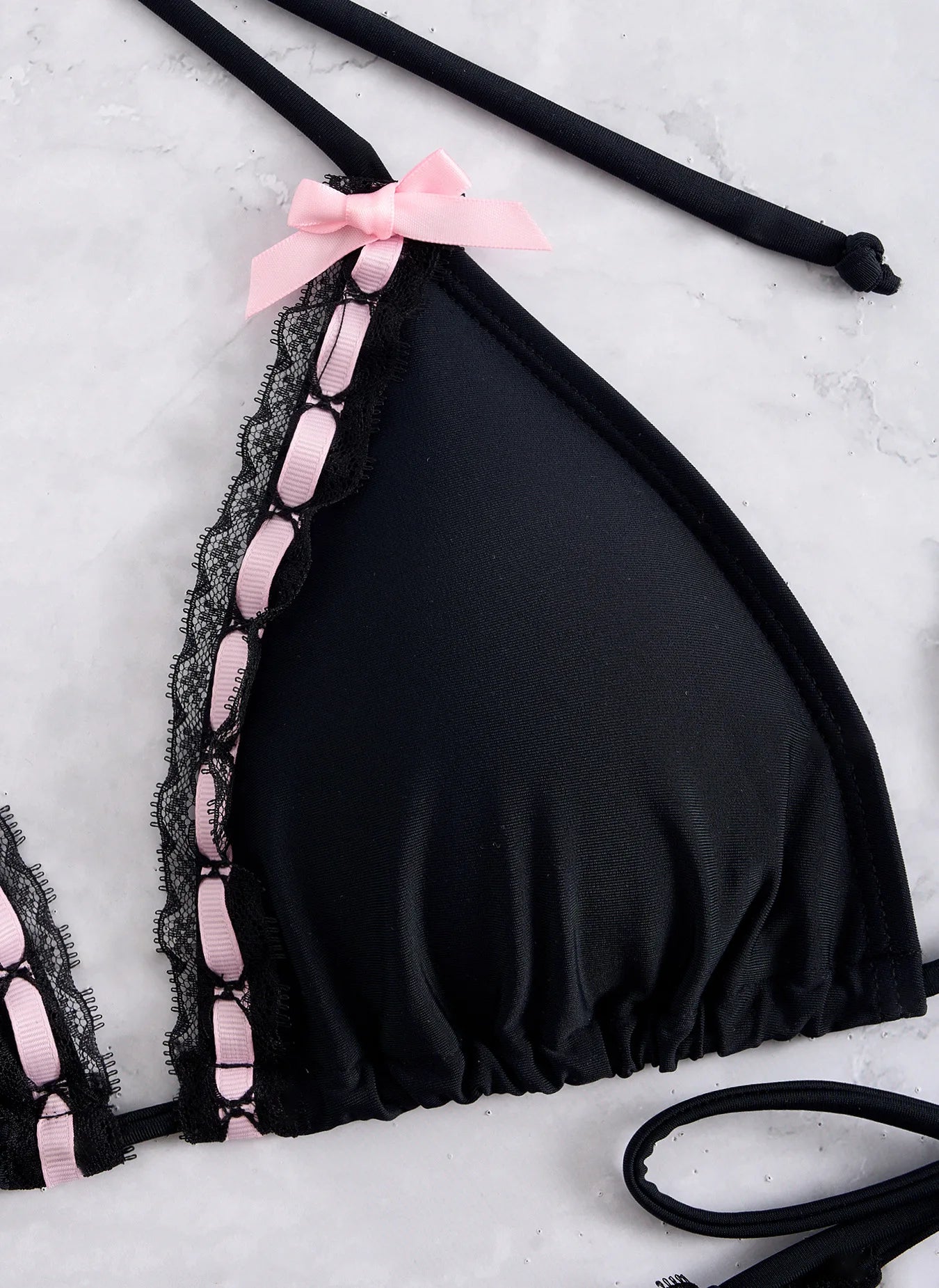 European and American Women's Separate Lace Trim Sexy Tie Bow Bikini