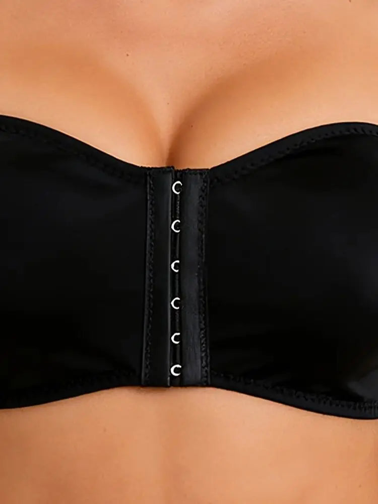 women's bra gathered together sexy thin bra front button chest tie strapless bra