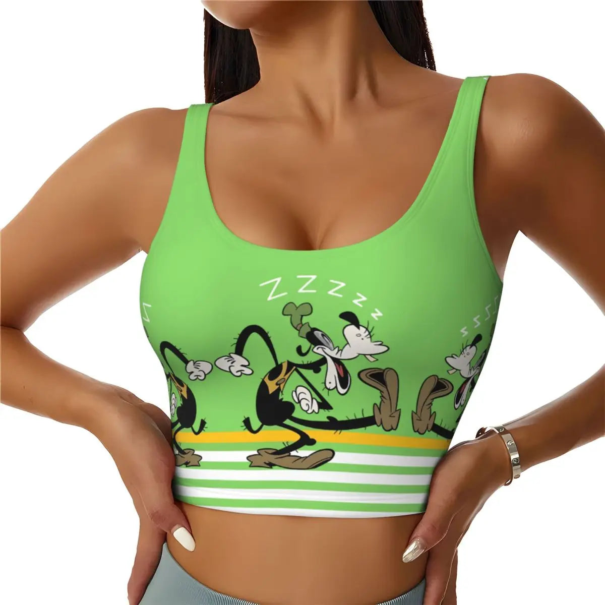 Custom Goofy Cartoons High Impact Sports Bras for Women Mangas Seamless Workout Running Crop Tank Tops