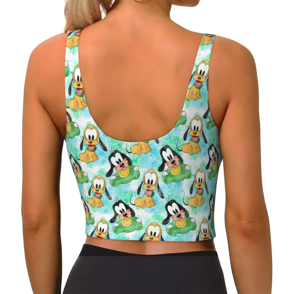Custom Goofy Cartoons High Impact Sports Bras for Women Mangas Seamless Workout Running Crop Tank Tops