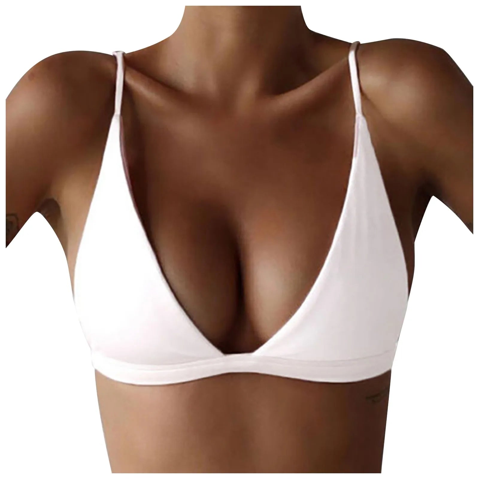 Sexy Bikini Bra Bralettw Top For Women Solid Color Bandage Swimwear Backless Sleeveless Swimming Crop Top Summer Beach Suit