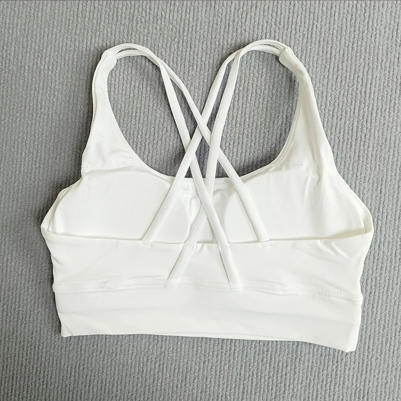 Yoga sports bra Solid color women's Bras Soft cross back sports bra fitness exercise tight fitting training  jogging sports bras