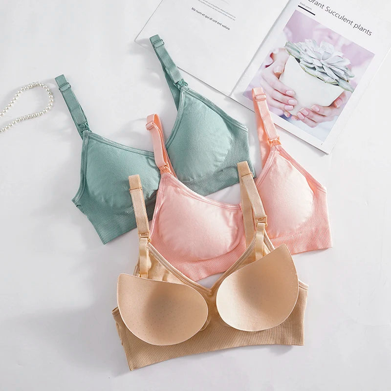 Wireless Maternity Bra Pregnant Women Seamless Prevent Sagging Breastfeeding Bras Push Up Breathable Front Open Nursing Bra Hot