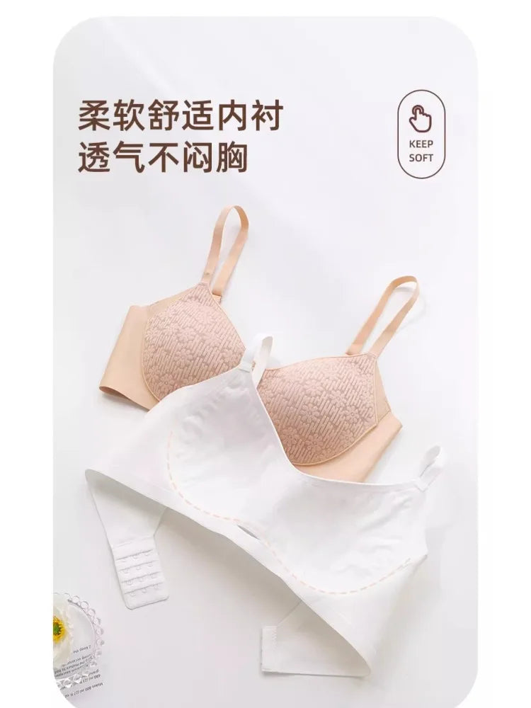 Bra Full Cup Japanese Lace Ultra Thin Wirefree Minimiser Seamless Slimming Large Chest Comfort Lift Nude Skin Tone Everyday S-XL