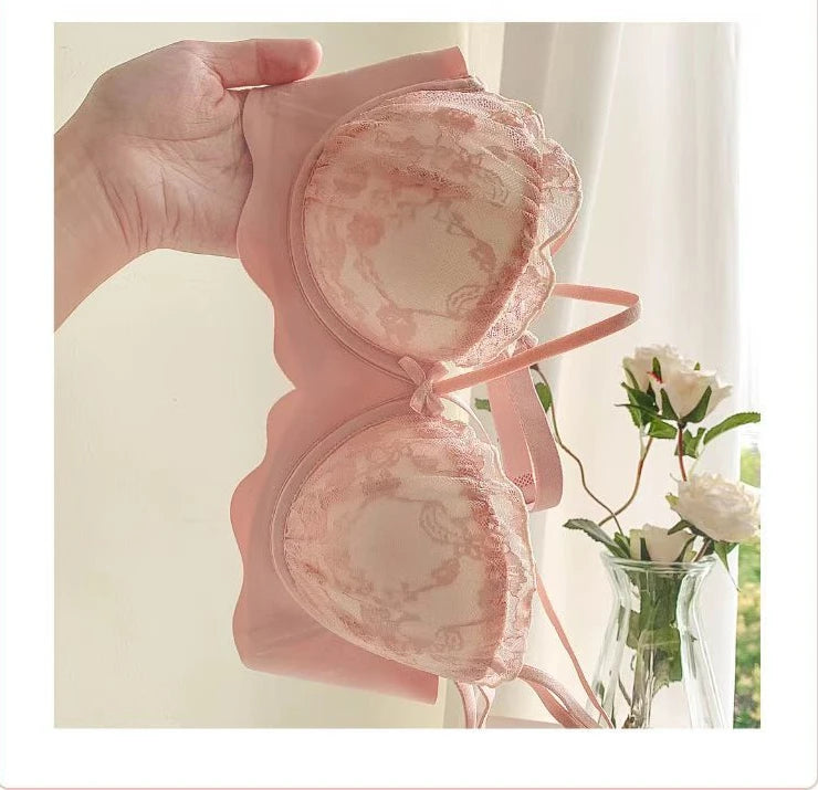 Sexy Bras Women's Preventing Sagging Pure Desire Aesthetic Lace Wireless Bralette Explosive Popular Style Small Bust Gathered