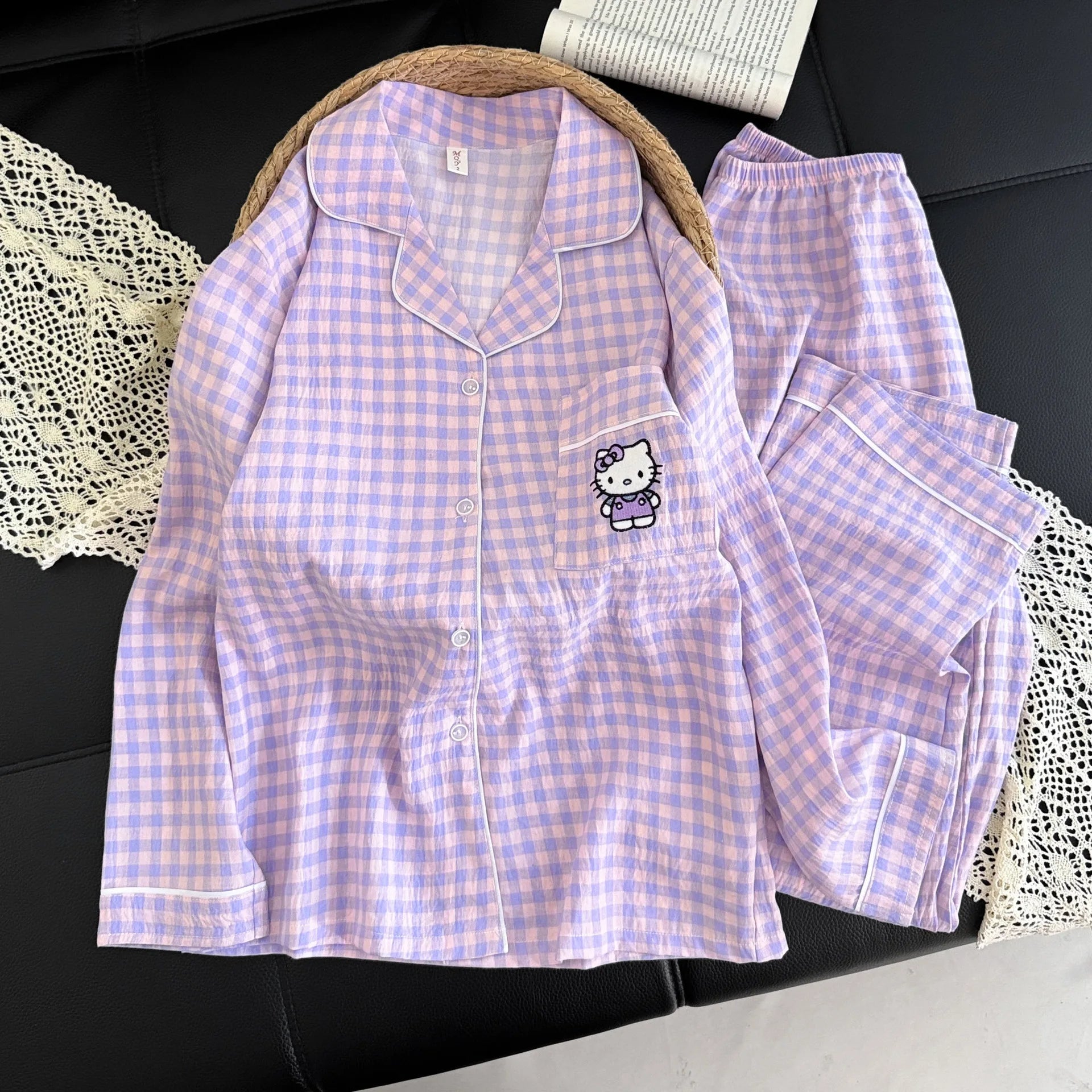 Women's Long-Sleeved Trousers Pajama Set Fashionable Women's Spring and Autumn New Home Wear Girl's Soft Cardigan Two-Piece Set