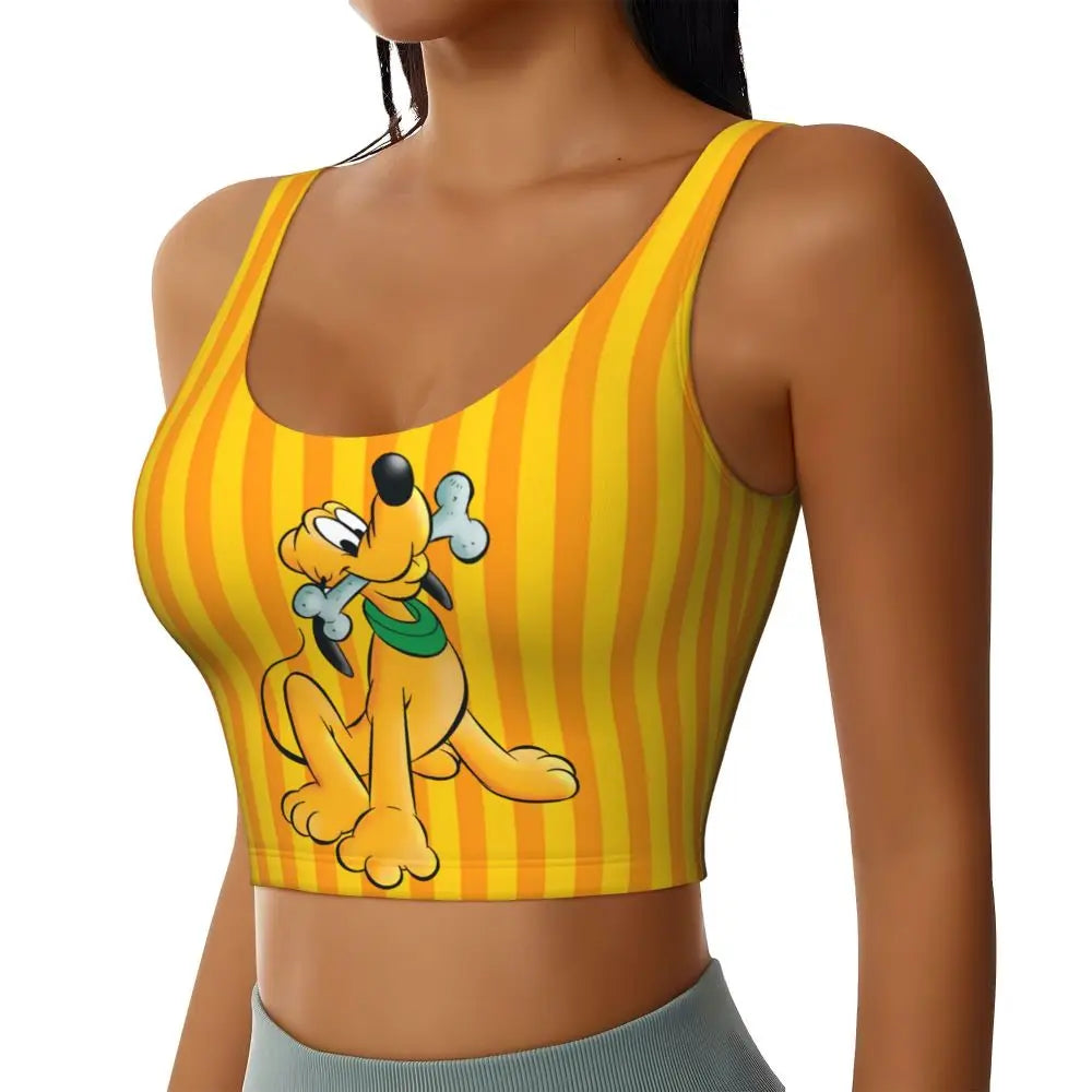 Custom Pluto Anime Manga High Impact Sports Bras for Women Classic Seamless Workout Yoga Crop Tank Tops