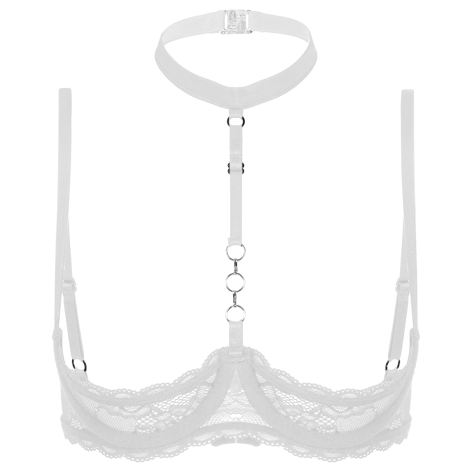 Women Hot Sexy Bras See-through Lace Unlined Wireless Bra Tops Female Halter Neck Strappy Hollow Out Nipples Lingerie Brassiere