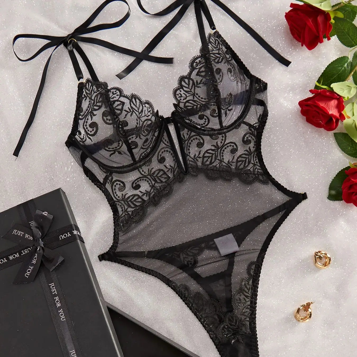 Women Lingerie With Exotic Perspective Lace Tight Corset Sexiest Transparent Bodysuit Erotic Costumes See Through Sexy Seductive