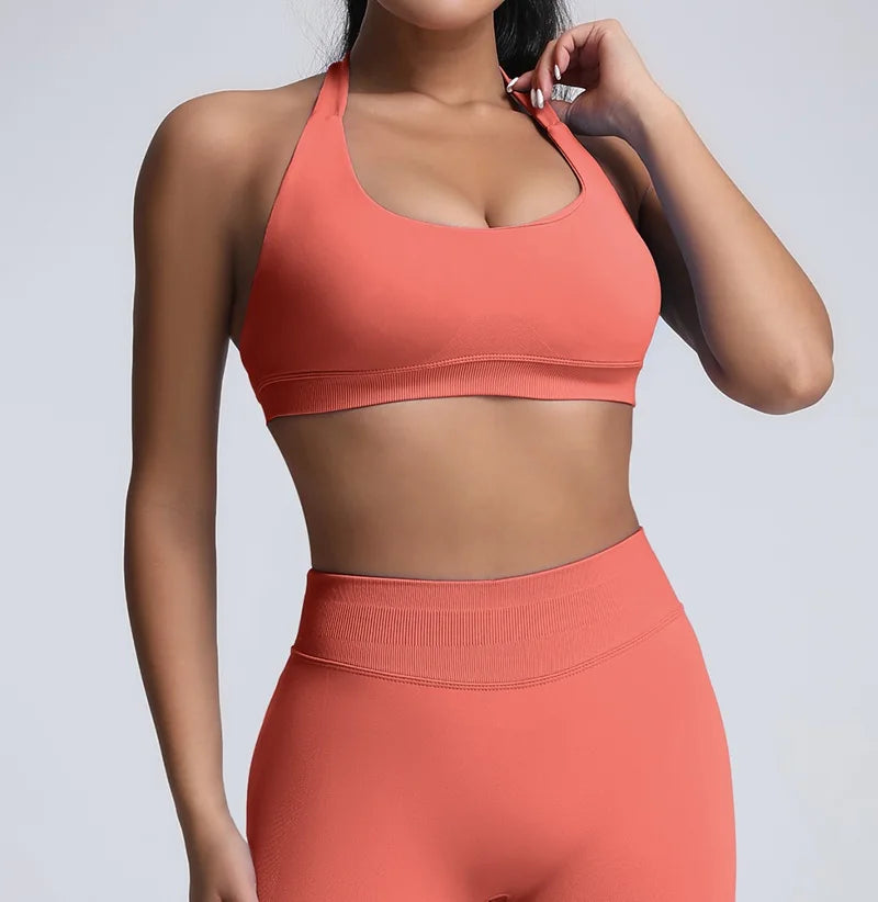 Sports Bra Seamless Sexy Padded Athletic Sport Bras Women Backless Workout Gym Anti-Shock Yoga Crop Top Fitness Bra