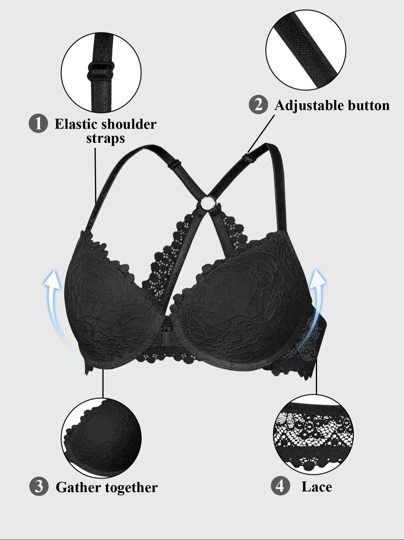 Women’s Sexy Lace Padded Wireless Bra with Comfortable Support, Adjustable Straps, Breathable for Daily Wear Multiple Occasions