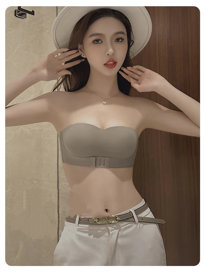 1pcs Women's Strapless Bras Lady With Padding Seamless Front Button Bra Female Comfortable Smooth Underwear Invisible Brassieres