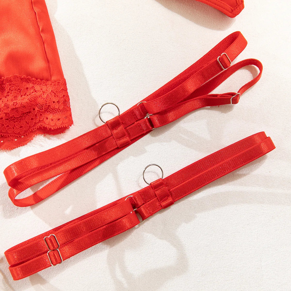 4 Pieces Sexy Lingerie Sets Women Hot Halter Lace Bra and Panty Garters Mini Skirt Set Sissy Erotic Costumes Romantic Underwear
