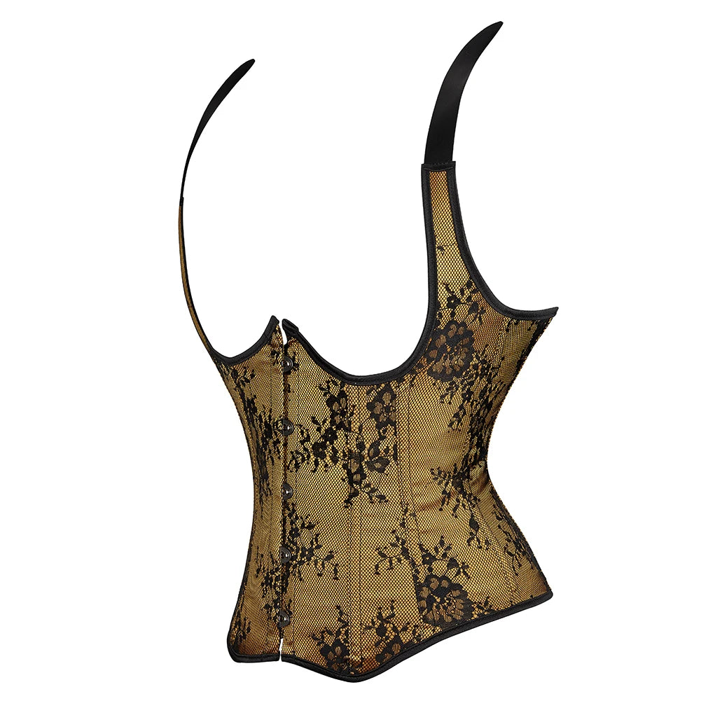 Sexy Overbust Corset Top with Straps,Embroidery Erotic Sensual Lingerie ,Woman Corgested Bustier Waist Corset Body Shapewear