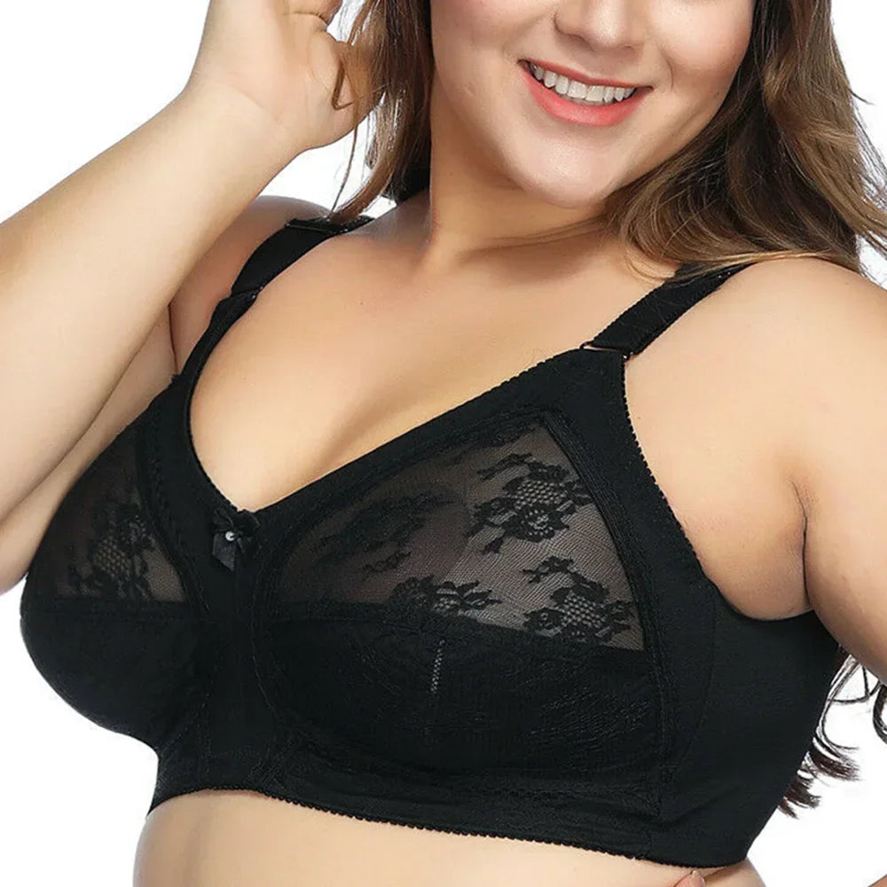 Women's Plus Size Bra Floral Lace Full Coverage Sexy No Steel Ring Bra Wrap Chest Sleeping Underwear Seamless Bras For Woman