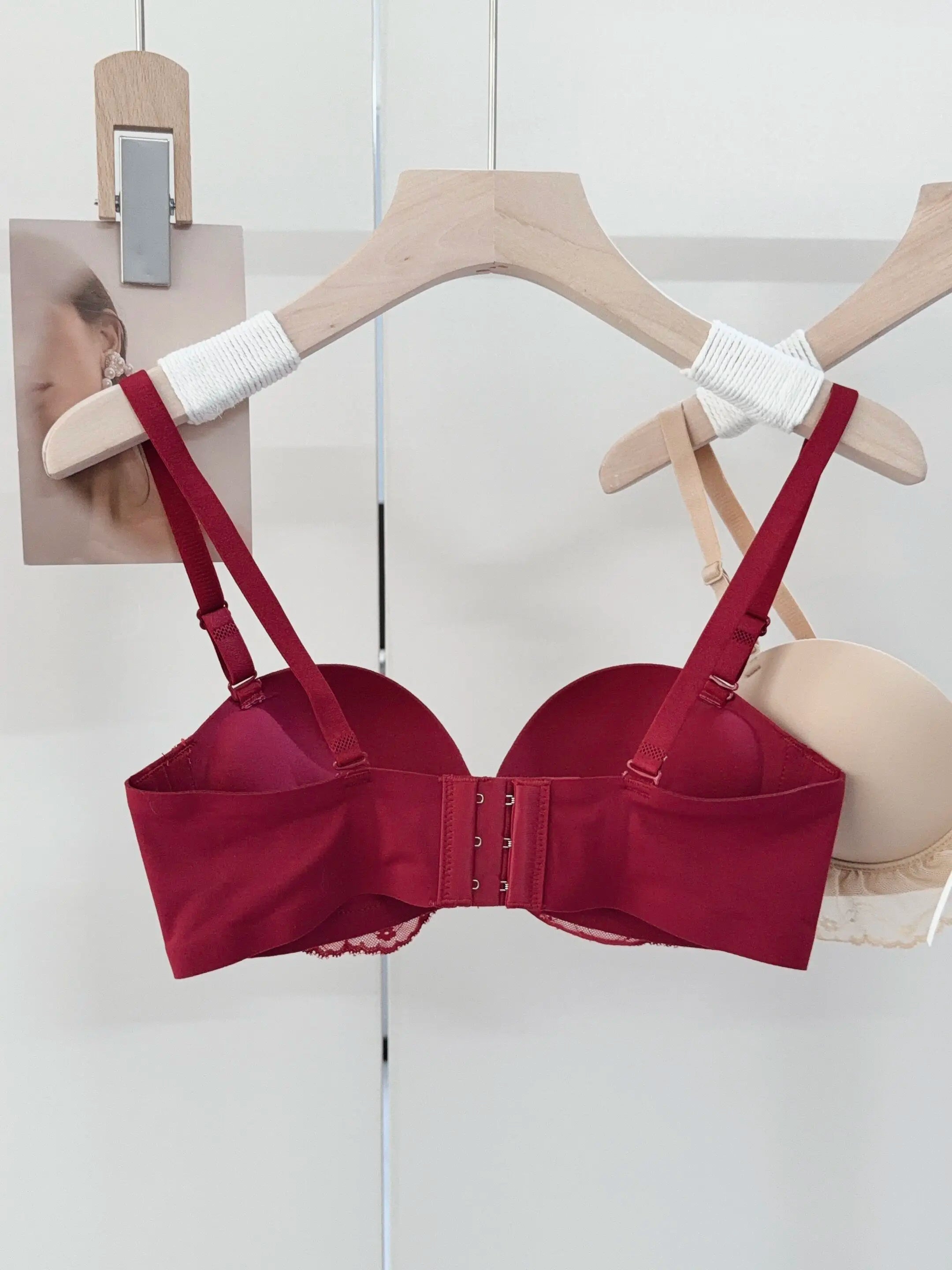 YEMOMO Red Half-Cup Lace Bra Set for Small Chests Adjustable Support Anti-Sagging Push Up Sexy Lingerie Set Women Birthday Gift