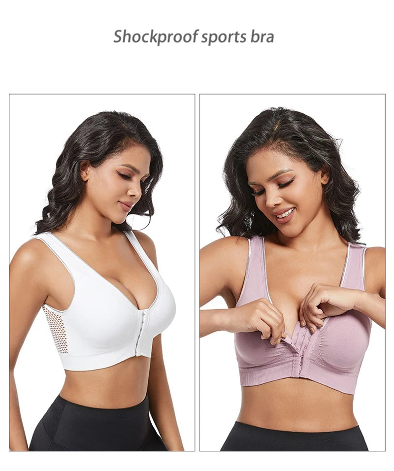 Sports Push Up Bra For Women Hollow Plus Size Bras Padded Wire Free Bralette Sexy Front Closure Breathable Brasserie Lingerie