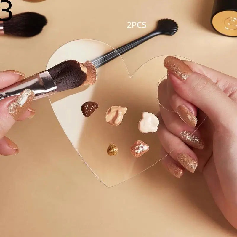 2Pcs Transparent Acrylic Makeup Palette Liquid Foundation Mixing Cream Manual Cosmetic Beauty Makeup Mixer Beauty Tool