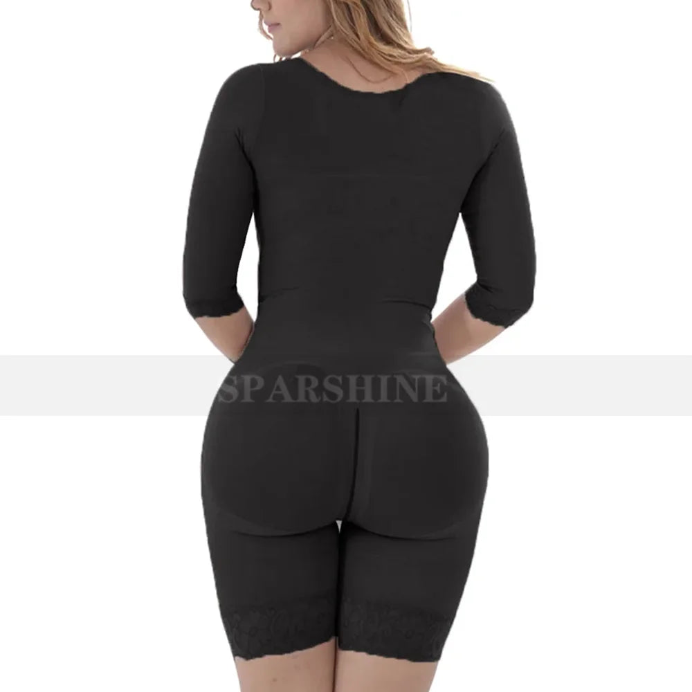 Body Shaping and Abdominal Compression Shapewear Sleeved Body Jumpsuit Fajas Sexy Tummy Control Hip Lifting Shapwear for Women