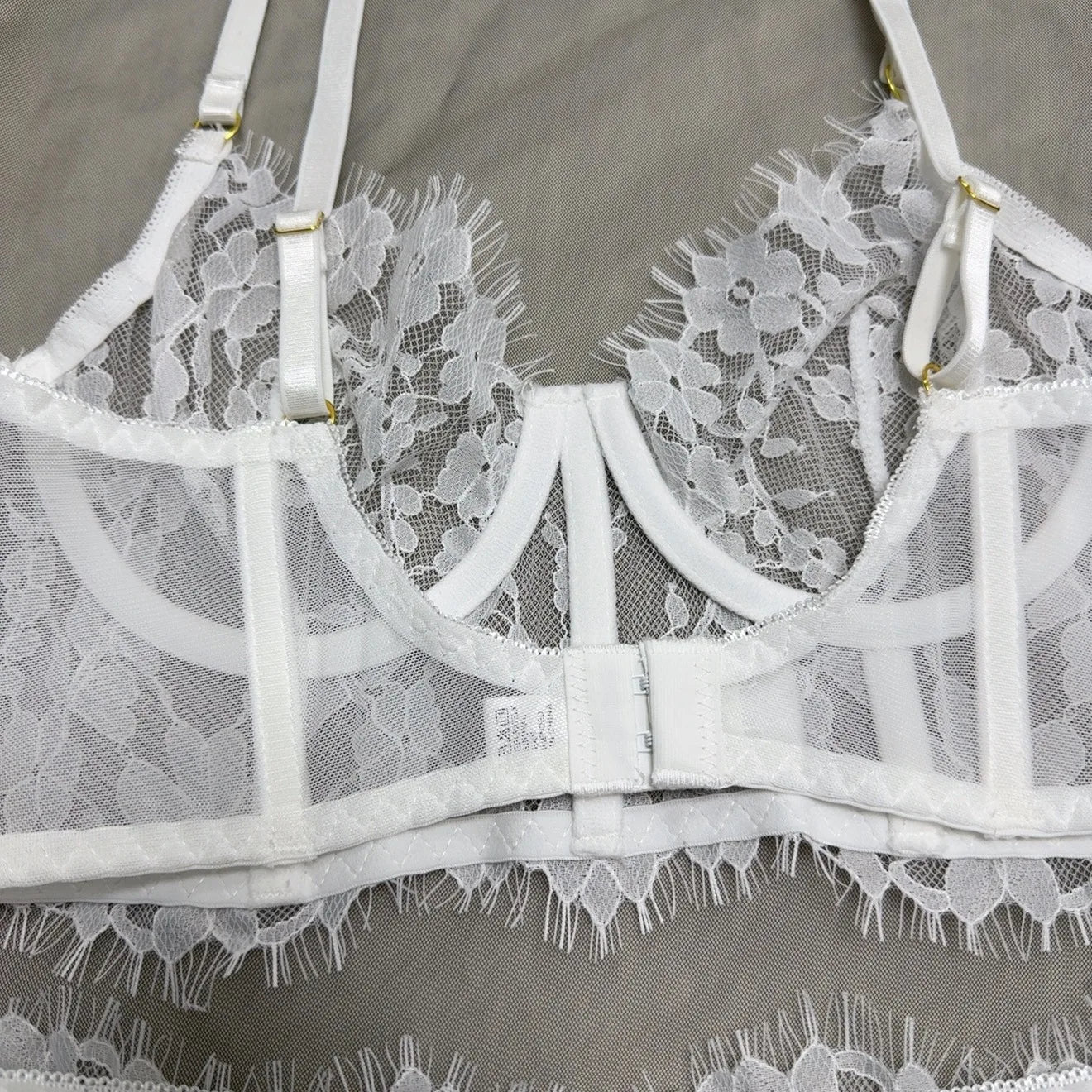 Sexy Lingerie Women Outfits Sheer Lace Corset Set Transparent 2-Piece Bra Set Girdle with Adjustable Straps Erotic Underwear